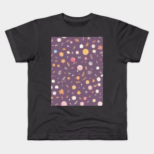 Lovely hand drawn space seamless pattern with planets and stars, cute background Kids T-Shirt